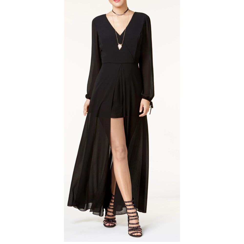 BCX Women’s Romper Full Length Dress Size 8 Black NWT